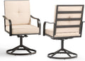 Patio Swivel Chairs Set of 2 Outdoor Swivel Chairs, Beige | Thickened Cushions, All Weather Metal Frame, Comfort Outdoor Height, Sturdy Stable Base, for Garden Lawn Porch, Easy to Clean