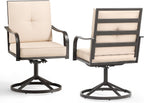 Patio Swivel Chairs Set of 2 Outdoor Swivel Chairs, Beige | Thickened Cushions, All Weather Metal Frame, Comfort Outdoor Height, Sturdy Stable Base, for Garden Lawn Porch, Easy to Clean