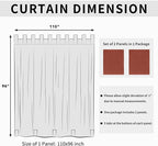 Easy-Going Outdoor Patio Curtains Detachable Tab Top Windproof Weatherproof Curtain for Cabana, Porch, Pergola and Gazebo, Tab Bottom Drape, 2 Panels, 110W x 96L inch, Terra Red