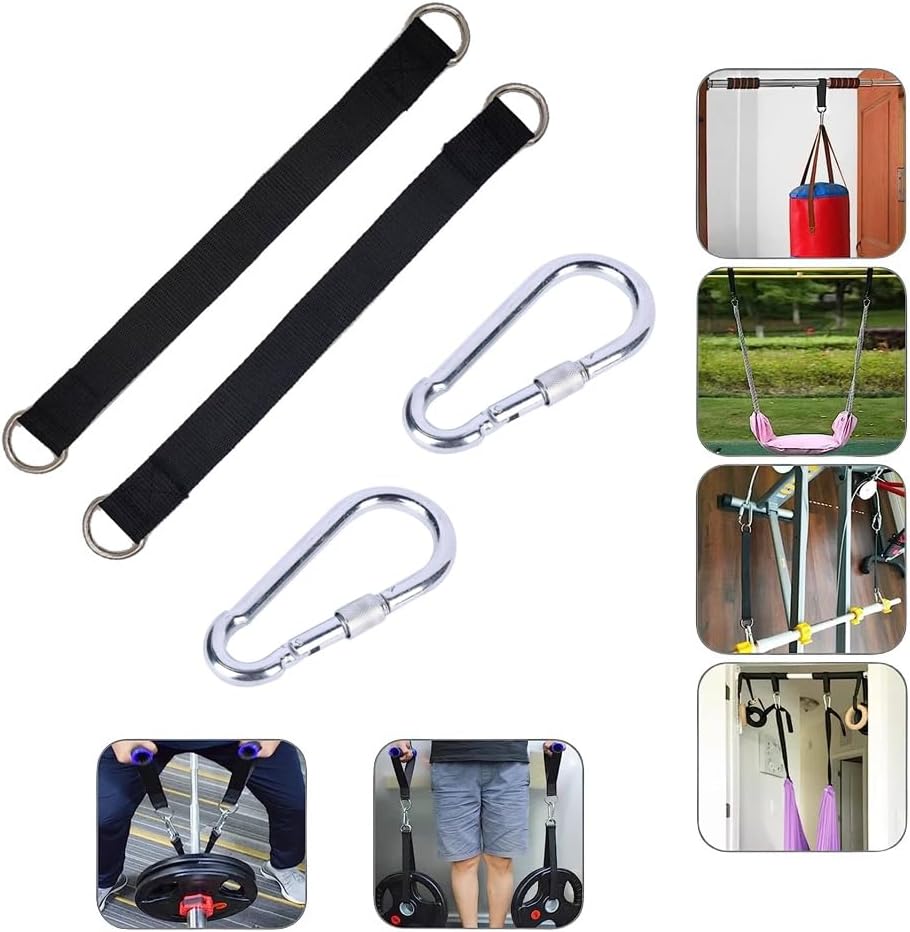 2 Pack Tree Swing Straps Hanging Kit 50cm 400lbs Heavy Duty Belt with Safer Lock Snap Hook Clip Carabiner Connector for Hammock Punching Bag Swings Chair Seat Gym Bar Handle Cable Outdoor