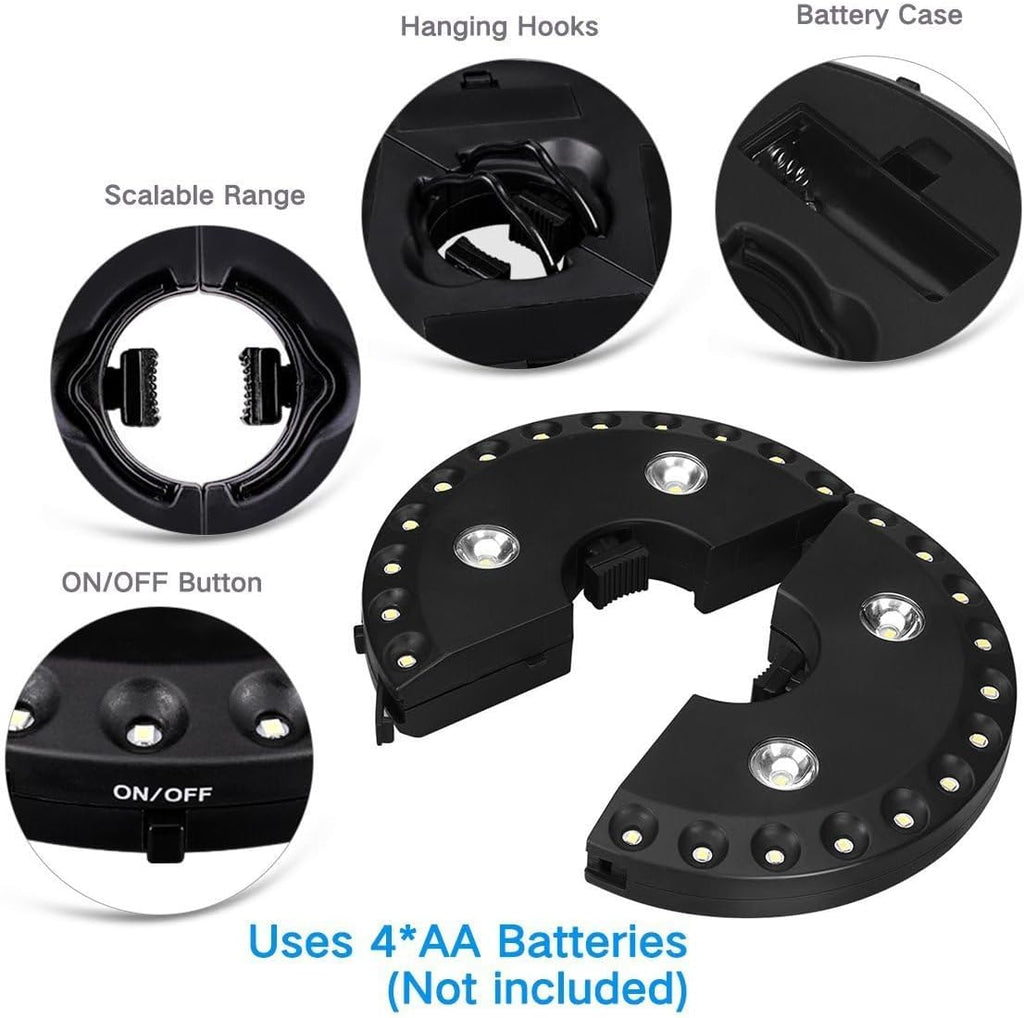 Patio Umbrella Light 3 Brightness Modes Cordless 28 LED Lights at 200 lumens-4 x AA Battery Operated,Umbrella Pole Light for Patio Umbrellas,Camping Tents or Outdoor Use(28LED Bright White)