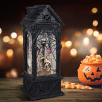 GenSwin Halloween Snow Globe Lantern Ghost Projection Lamp with 6H Timer | Battery Operated & USB Powered LED Spinning Water Glittering Globe Halloween Decoration Parties, 4.3 x 10.7 In
