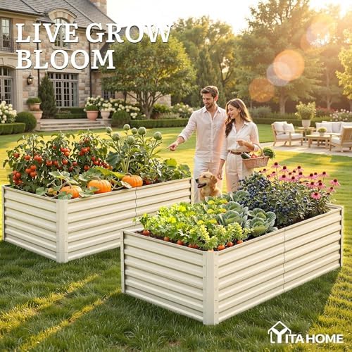 yitahome 6x3x2ft large raised garden bed kit, galvanized, close-up detail