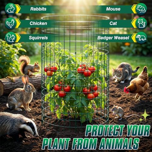 17" x 12" tall round plant cage, front angle view