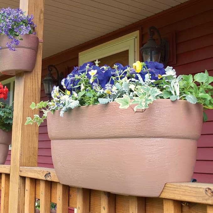 Bloomers Railing Planter with Drainage Holes- 24” W- Sage Green