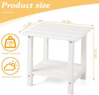 Adirondack Outdoor Side Table, 2-Tier Sturdy Patio End Table Weather Resistant, 16.5" Solid Side Table for Patio, Pool, Porch