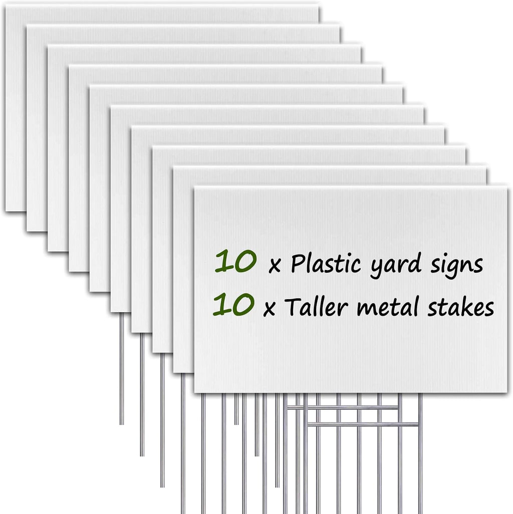 blank yard signs with stakes, remiawy 10 pack, main product view