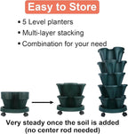 DUNCHATY Stackable Vertical Garden Planter with Wheels, 5 Tier Herb Planter Pots for Growing Vegetables and Succulents, Pine Green