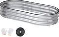 Raised Garden Bed, 6x3x1ft Galvanized Outdoor Planter Beds with Safety Edging and Gloves, Oval Metal Planter Box for Gardening Vegetables Flowers Herb-Sliver