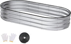 Raised Garden Bed, 6x3x1ft Galvanized Outdoor Planter Beds with Safety Edging and Gloves, Oval Metal Planter Box for Gardening Vegetables Flowers Herb-Sliver