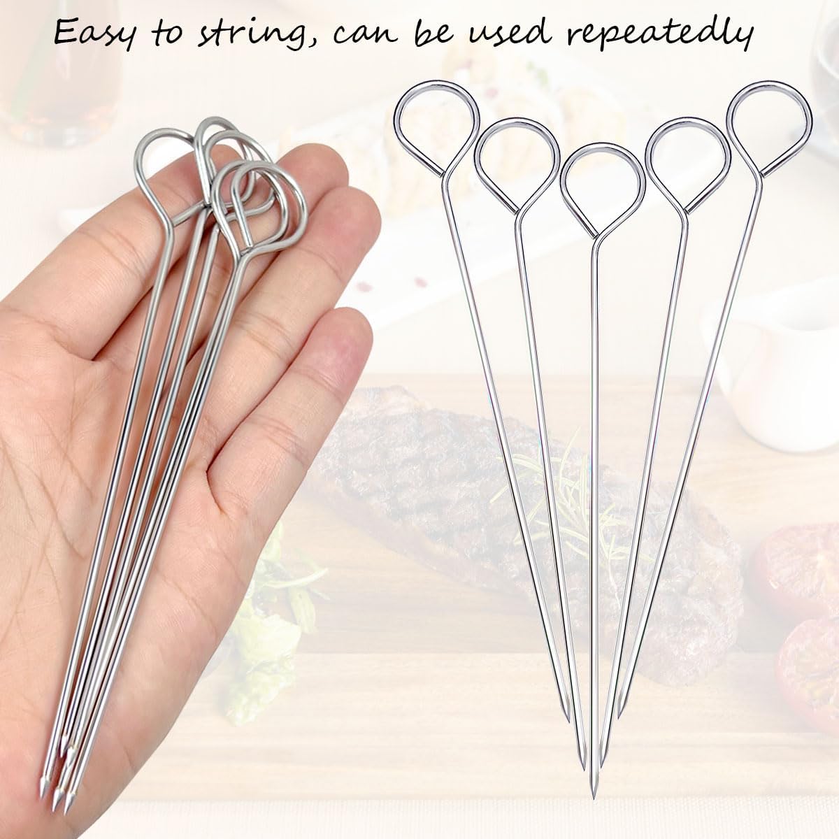 15 Pcs Turkey Lacers for Trussing Turkey, Wraps Turkey Lacers, Metal Skewers 5.8 Inch, Multi-Use Chicken and Turkey Wraps