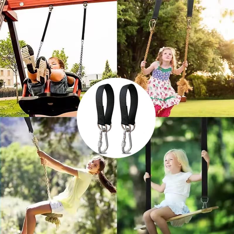 2 Pack Tree Swing Straps Hanging Kit 50cm 400lbs Heavy Duty Belt with Safer Lock Snap Hook Clip Carabiner Connector for Hammock Punching Bag Swings Chair Seat Gym Bar Handle Cable Outdoor