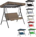 Garden Swing Canopy Replacement ,Windproof Outdoor Swing Chair Top Cover with Seat Cushions, Waterproof 210D Oxford 2-3 Seater Patio Hammock Protection Covers (Size:98x73x7inch/249x185x18cm,Color:Brow