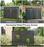 metal privacy screen 71" h x 44" w shown in use