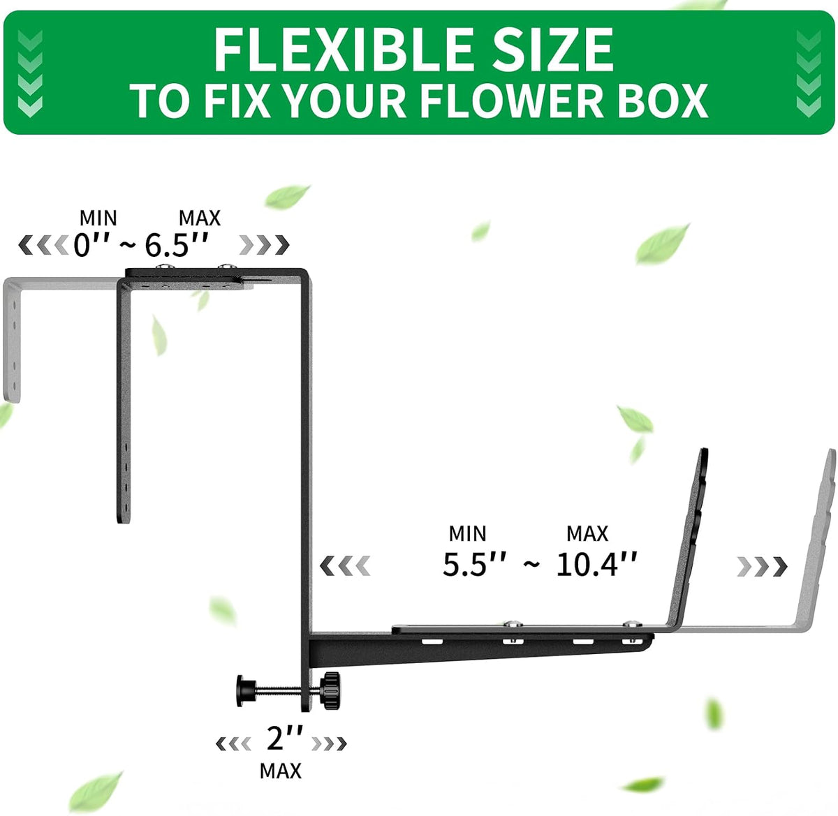window box brackets, adjustable planter box brackets, heavy shown in use