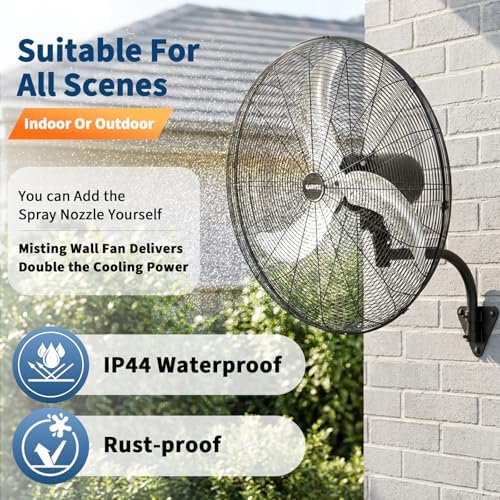 garvee 24 inch wall-mount misting fan, 3-speed ip44, package contents