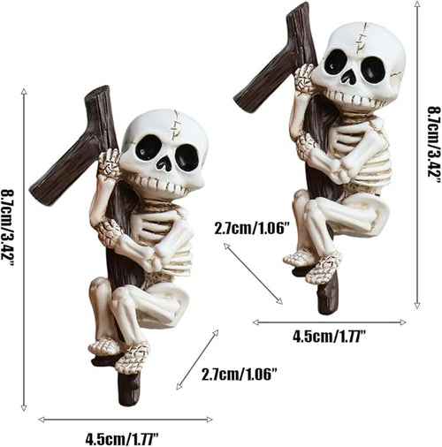 2-Piece Set Skeleton Pot Huggers for Planters, Climbing Flower Pot Hugger, Halloween Hanging Plant Decorations for Pots, Cute Plant Pot Decorations for Home Garden Patio Fence Lawn Yard (Skeleton)