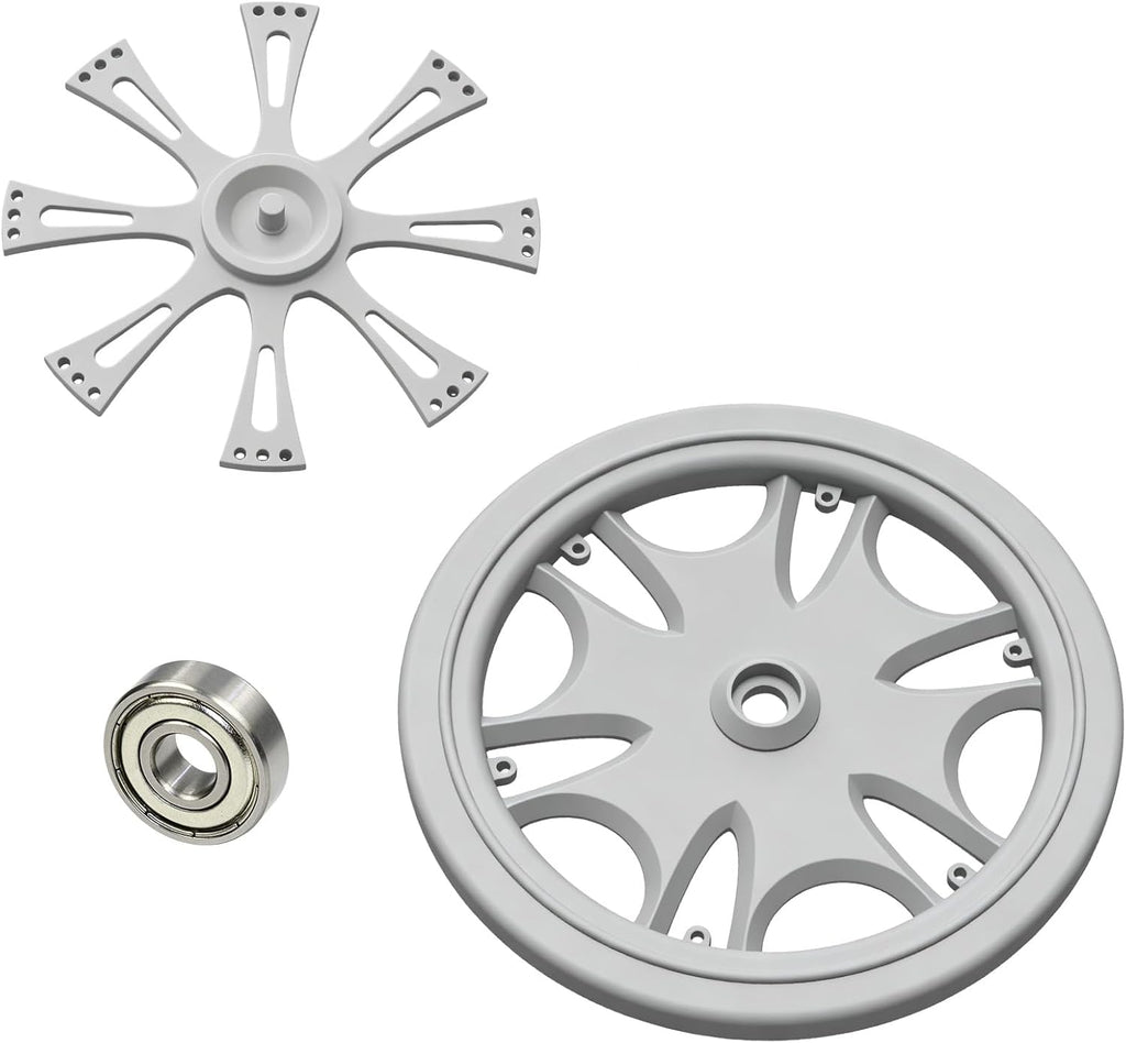 Rotatable Trash Can Wheel Covers with Bearings (Grey) | Decorative Wheel Rim Covers for Garbage and Recycling Bins, Wheel Cap Set (2-Pack)
