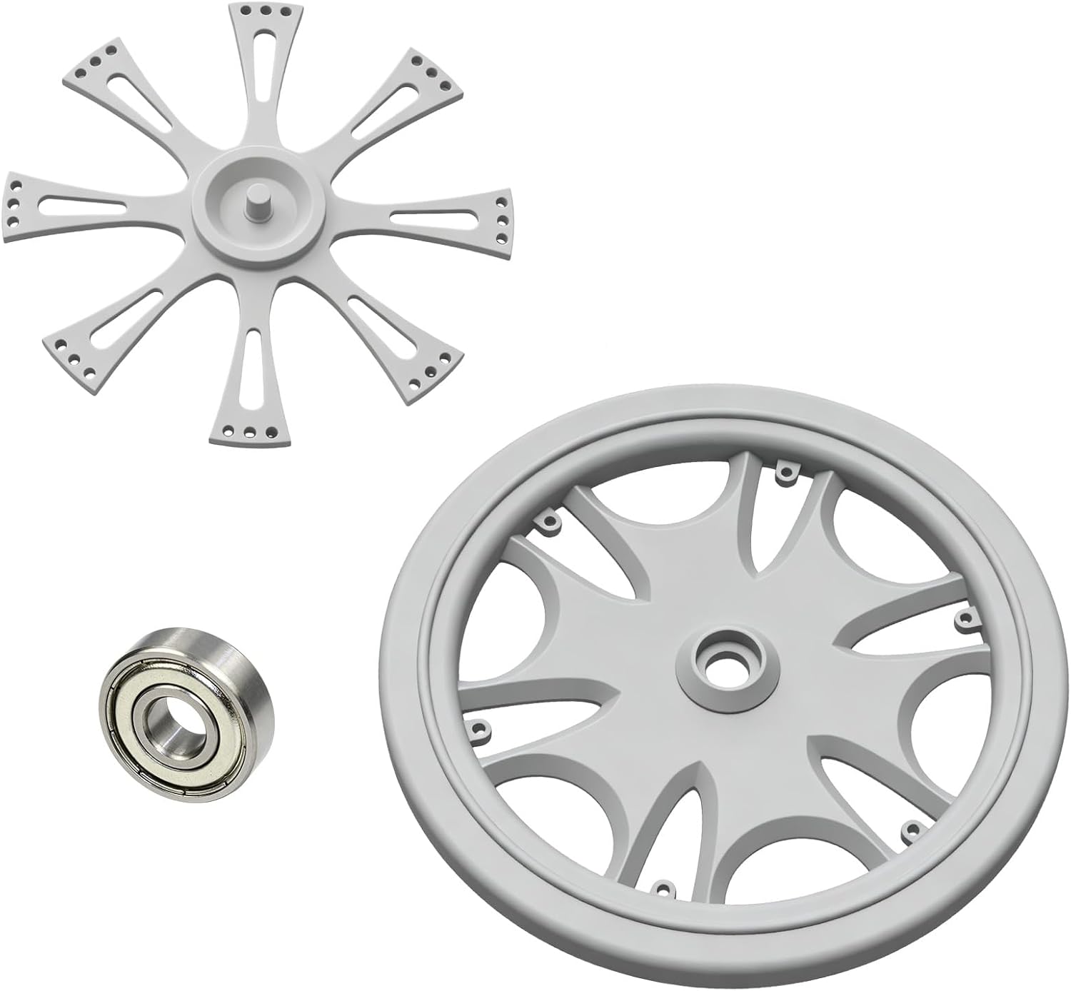 Rotatable Trash Can Wheel Covers with Bearings (Grey) | Decorative Wheel Rim Covers for Garbage and Recycling Bins, Wheel Cap Set (2-Pack)