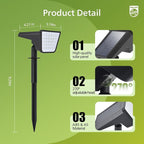 Philips 6 Packs Solar Spot Lights Outdoor Waterproof, 28 LED 7500K Solar Powered Landscape Pathway Lights, Dusk to Dawn Solar Spotlights for Garden, Yard, Lawn, Walkway, Driveway