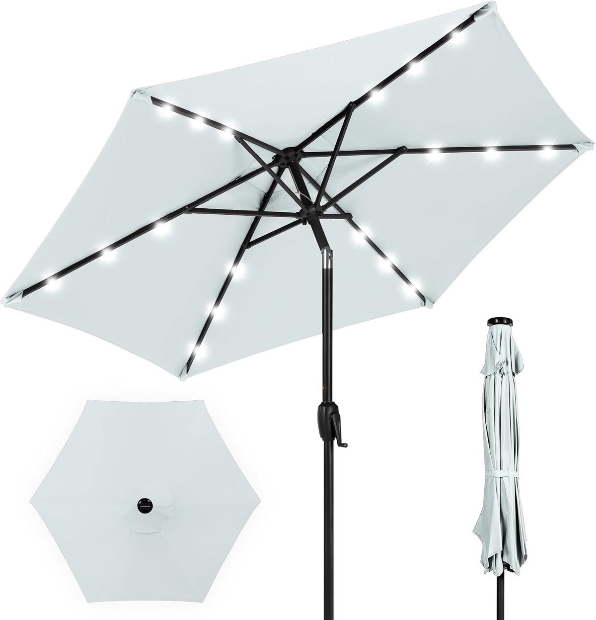 best choice products 7.5ft solar umbrella led lighted, main product view