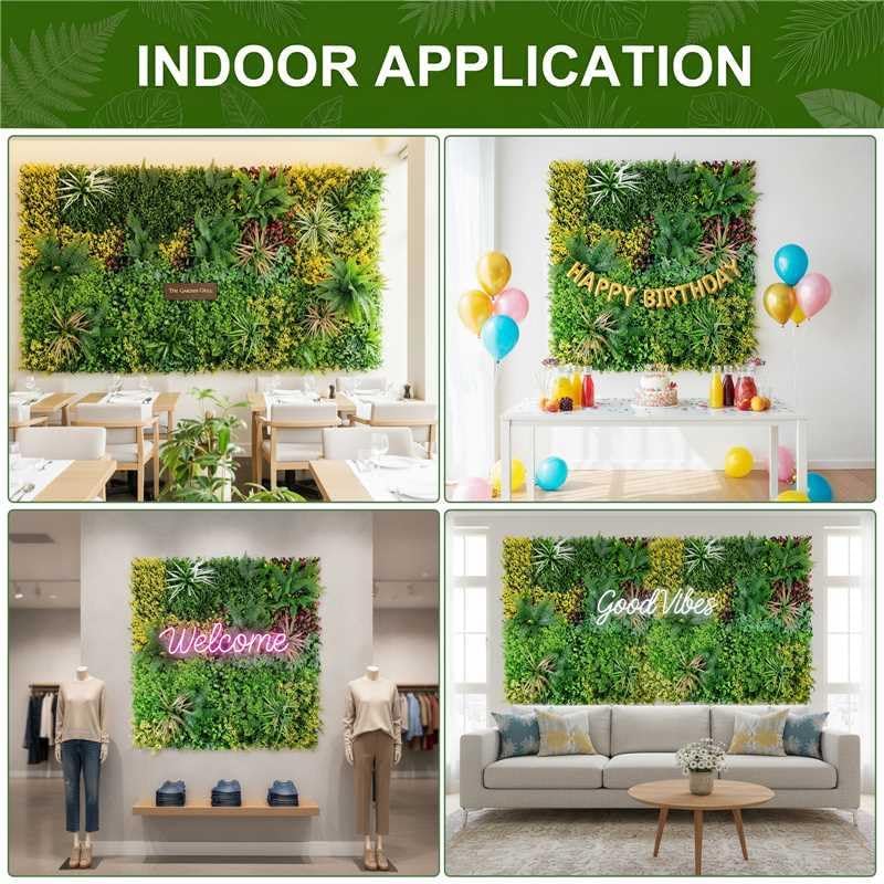 40"x40" artificial grass wall backdrop, fake plant panels on a desk or shelf