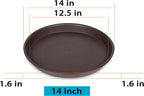 2 Pack Bird Bath Bowl 14", 1.6" Depth, 13 14 15 16 17 20 24 inch Plastic Birdbath Bowls Only, Birdbaths Dish for Outdoor Garden, Extra Large Plant Saucer (14", Brown)