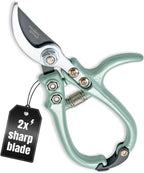 Modern Sprout Bypass Hand Pruners - Scissors - Gardening Tools - Sage | Lightweight Pruning Tool W/ Easy-Lock - Sharp Bypass Carbon Steel Blade - Rust-Resistant - Reusable Holster for Storage