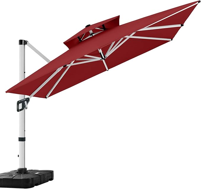 ABCCANOPY Patio Umbrella Cantilever Double Top Outdoor Offset Umbrella with 360° Rotation
