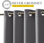 NICETOWN 2 Panels Weighted Blackout Curtains for Patio Waterproof, Grommet & Back Tab on Top & Bottom Windproof Blackout Outdoor Curtains for Porch with Bouns Rope for Fixed, Grey, W52 x L84