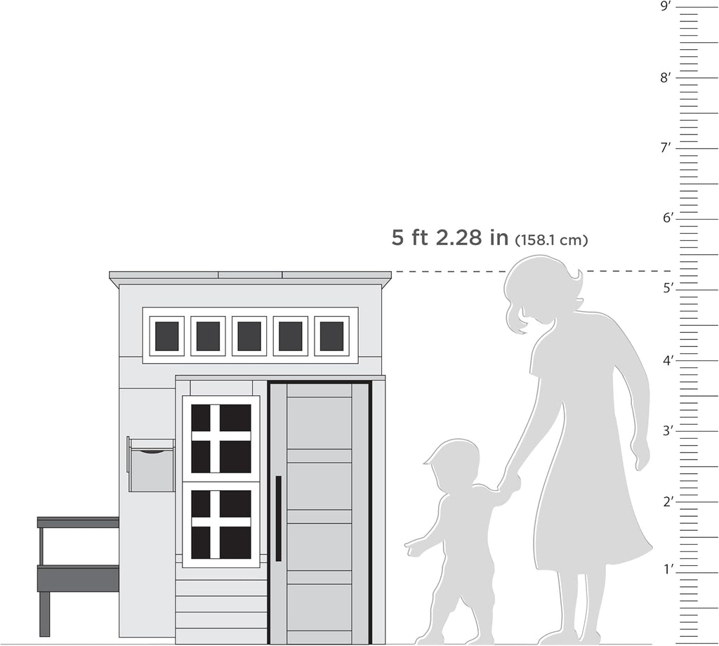 kidkraft modern outdoor wooden playhouse with picnic table, side view