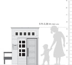 kidkraft modern outdoor wooden playhouse with picnic table, side view