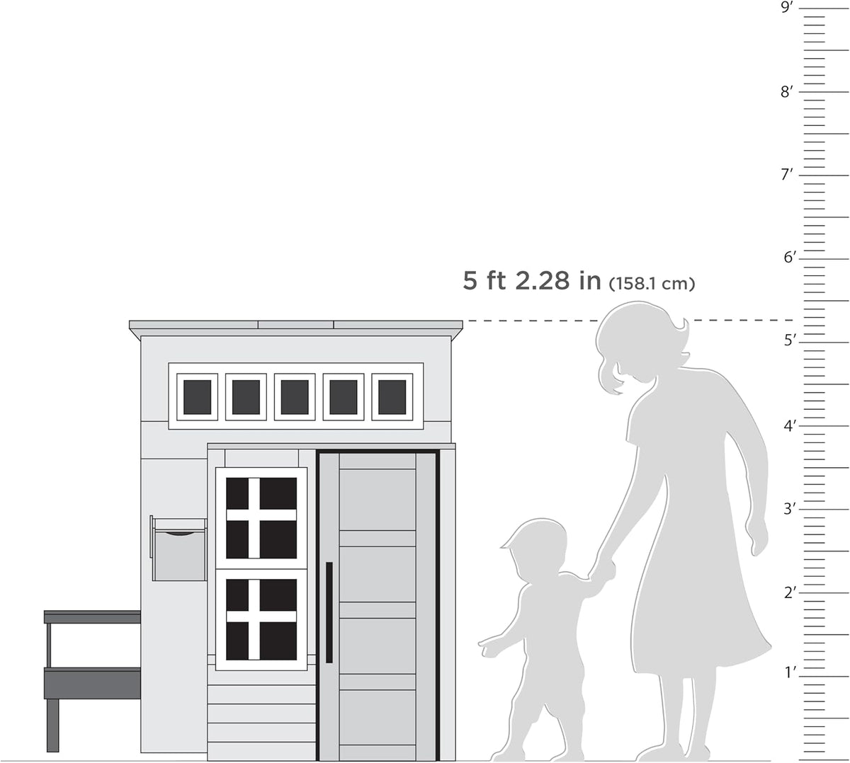 kidkraft modern outdoor wooden playhouse with picnic table, side view