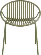 Christopher Knight Home Set of 2 Tita Modern Patio Outdoor Dining Chairs, Stacking Chair, Outside Dinner,Garden/Balcony/Poolside Stackable Accent Chairs,Metal Legs,Plastic Cutout Backrest, Green