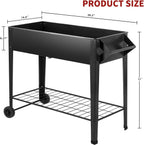 32" rolling raised garden bed with wheels, metal, close-up detail