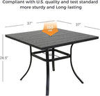 Grand patio 5-Piece Outdoor Dining Set, 4 Leather-Look Wicker Swivel Patio Chairs & 1 Square Dining Table, Black