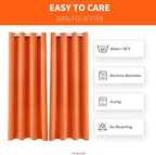Waterproof Outdoor Curtain W52 x L63 - Grommet Top Sunlight Blocking Window Treatment Drapes Blackout Curtains for Home Bedroom Living Room Outdoor Patio Porch Pergola (Orange, 2 Panels)