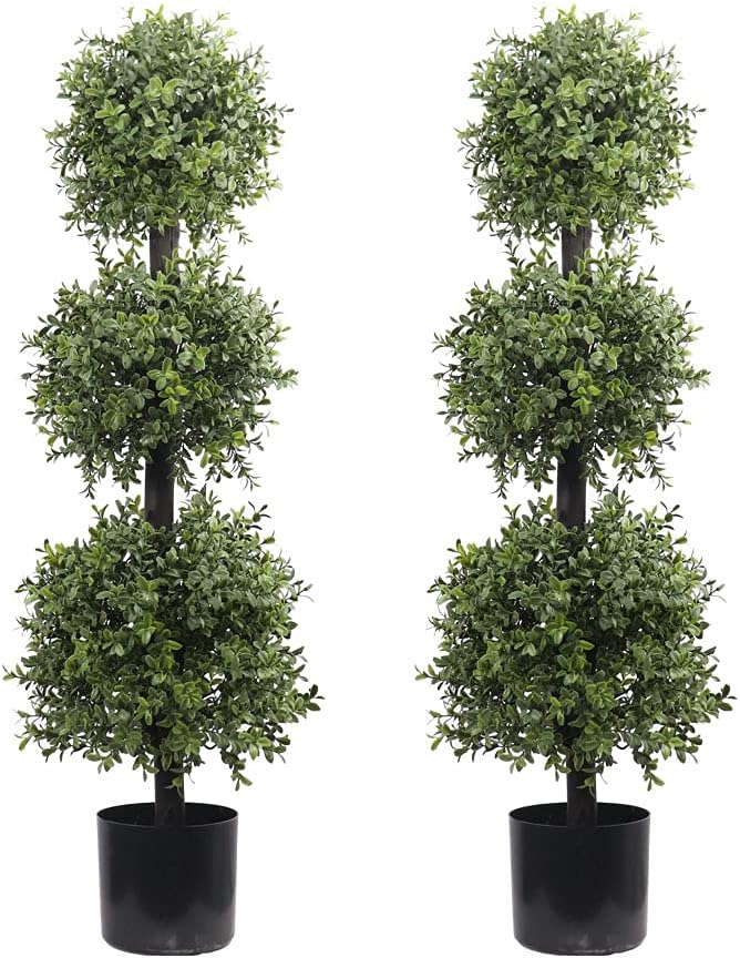 38''t artificial boxwood topiary triple ball outdoor potted, main product view