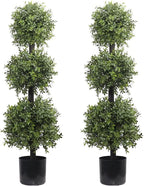 38''t artificial boxwood topiary triple ball outdoor potted, main product view