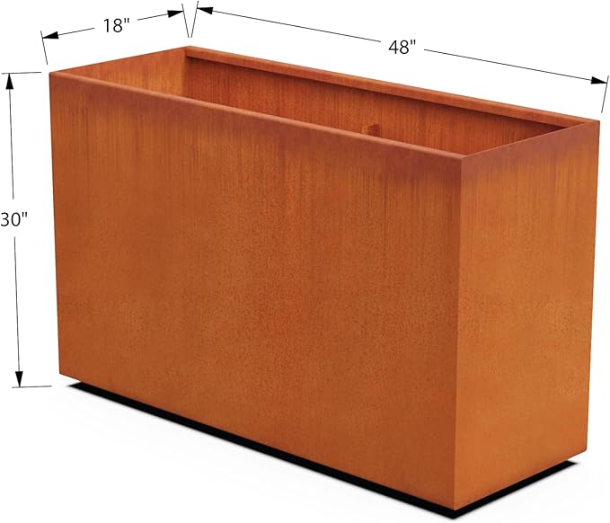 Plantercraft Corten Steel Planters Large Rectangular - 48x18x30 Extra Large Outdoor Planter Box for Patio, Garden & Privacy Screen | Heavy Duty 11-Gauge Metal, Made in USA