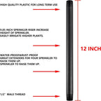 12 Pcs 1/2 Inch Double Male Threaded Head Pipe Riser | 12 Inches Multifunctional NPT Sprinkler Riser Extensions for Lawn Irrigation, Sprinkler Upgrade(NPT Sprinkler Extension)