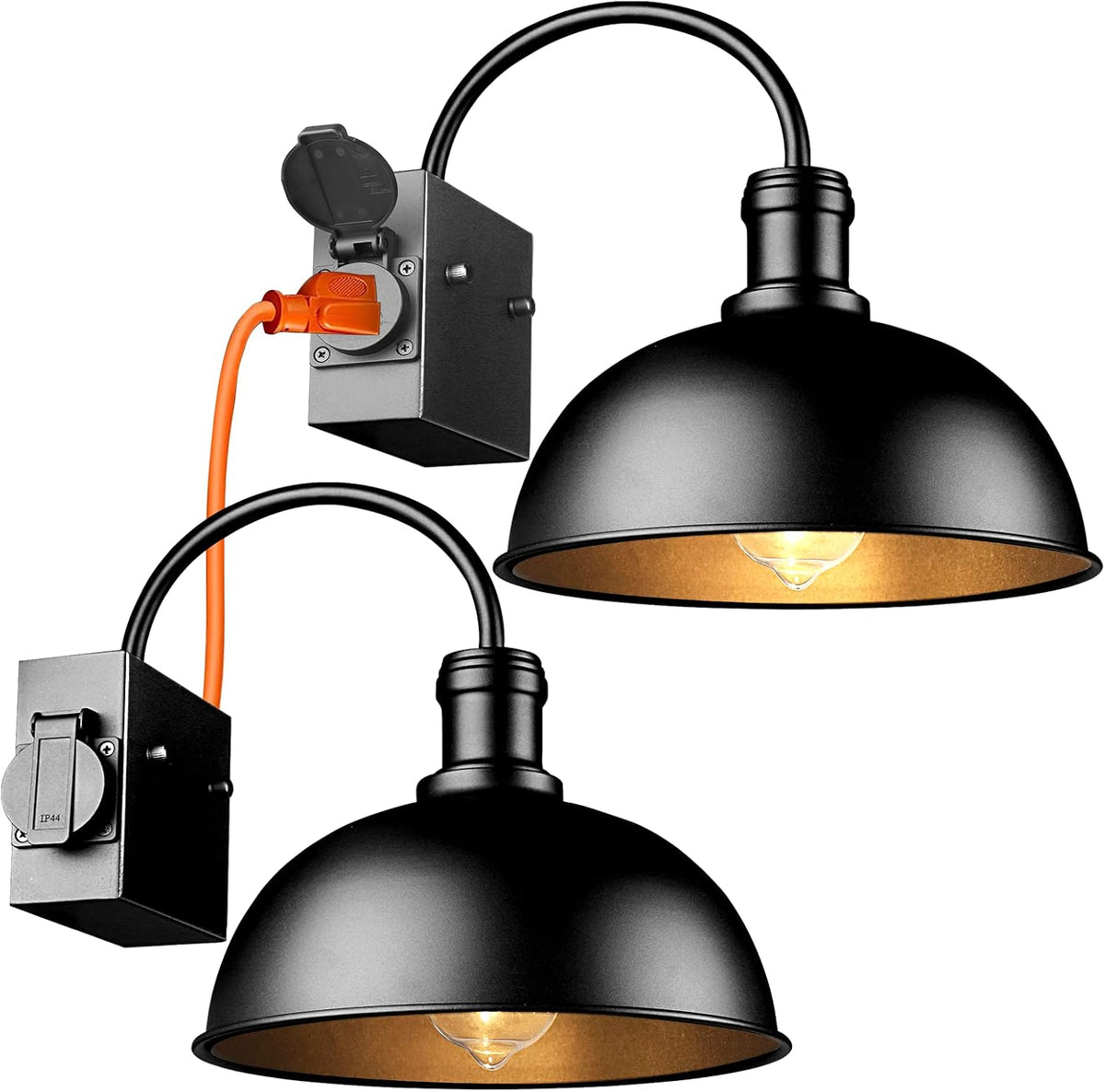 bdrofn 2-pack outdoor wall sconces, exterior farmhouse gooseneck, main product view