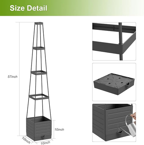 2 Pack Raised Garden Bed Tomato Planter with Trellis, 57" Tomato Cage Plant Support Planters, Self-Watering Planter for Tomatoes Climbing Plants Vegetable Vine Flowers Outdoor & Indoor