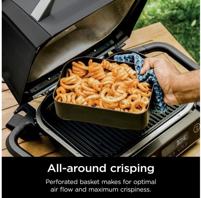 Ninja Woodfire Combo Crisper Basket for OG700, 2.5 Qt, Non-stick, Black | Ninja Woodfire Combo Crisper Basket adds smoky flavor while air frying, for easy all-around cooking with grilling.
