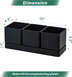 D'vine Dev Herb Garden Planter Set, Plastic Plant Pots with Drainage and Saucer, Indoor Succulent Cactus Vegetable Pot for Windowsill, Garden Balcony, Black, Set of 1, 76-V-B-1
