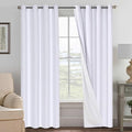 H.VERSAILTEX Linen Curtains 100% Blackout Curtains for Bedroom 102 inch Long Full Light Blocking Nature Linen Blended Window Curtains for Living Room Nickel Grommet (2 Panels, Bright White)