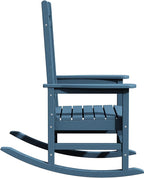 KINGYES HDPE Rocking Chairs Outdoor, Patio Rocking Chairs with 330lbs Support, Smooth Porch Rocker for Deck Lawn Yard, Navy