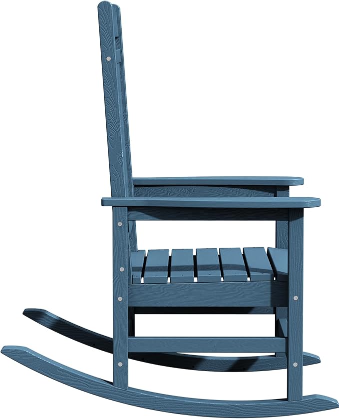 KINGYES HDPE Rocking Chairs Outdoor, Patio Rocking Chairs with 330lbs Support, Smooth Porch Rocker for Deck Lawn Yard, Navy