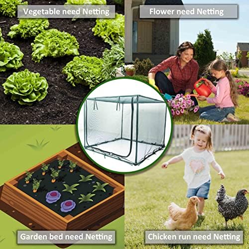 square 4'x4' netting cover 3.3ft tall crop cage, view 9