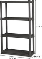 Sterilite 4 Shelf Unit, Heavy-Duty Shelving Storage and Utility Rack - Standing Plastic Organizer Shelves for Kitchen, Bathroom, and Garage
